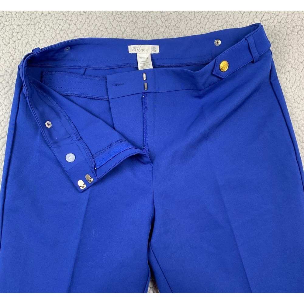 89th & Madison Dress Pants Women Size 12 Blue Stretch Straight Career - Picture 2 of 7